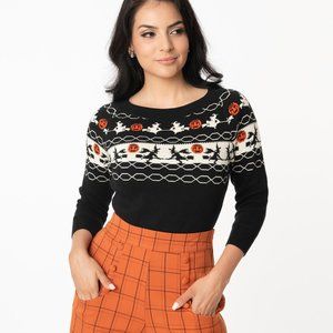Unique Vintage Halloween Pattern Lorelai Sweater